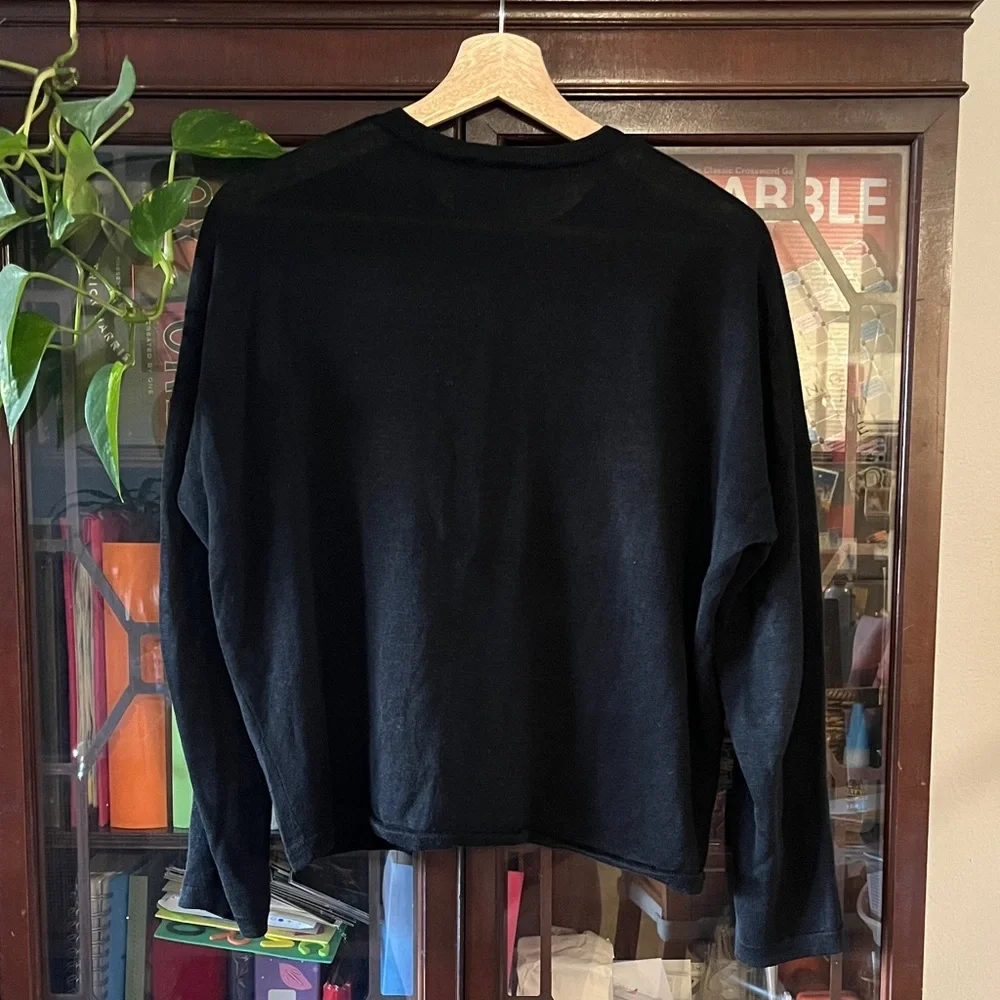 Eileen Fisher Women’s Small Petite Black Linen/Cotton Blend Button-Up Cardigan - Picture 3 of 4